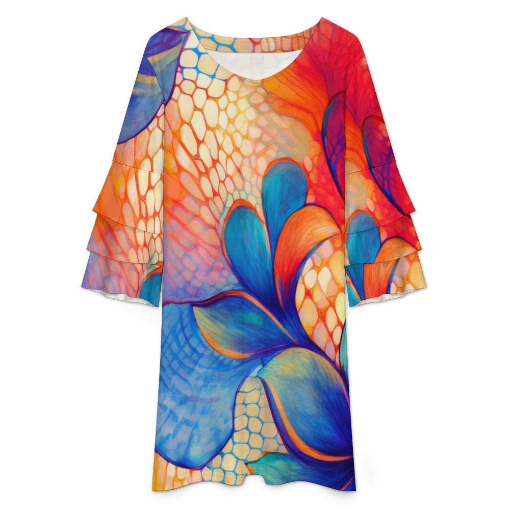 Lotus leaf sleeve dress Inkedjoy
