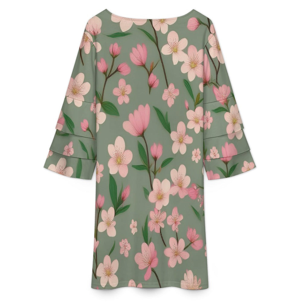 Lotus leaf sleeve dress Inkedjoy