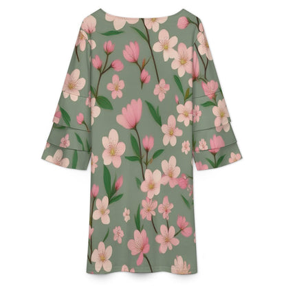 Lotus leaf sleeve dress Inkedjoy