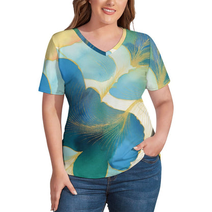 V Neck Short-sleeve Shirt Inkedjoy