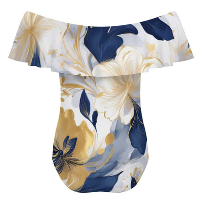 Off-Shoulder One-Piece Swimsuit Inkedjoy