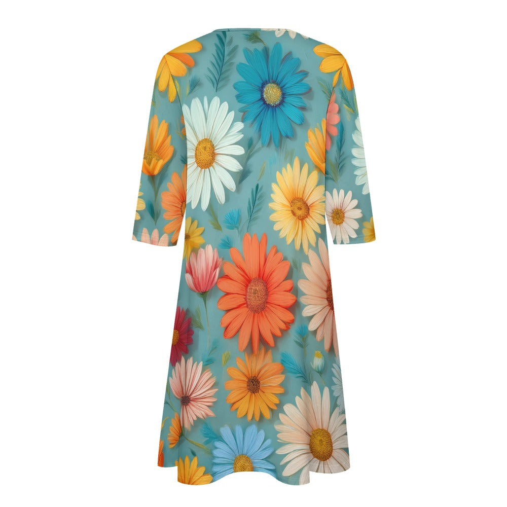 Daisy Print Dress Inkedjoy