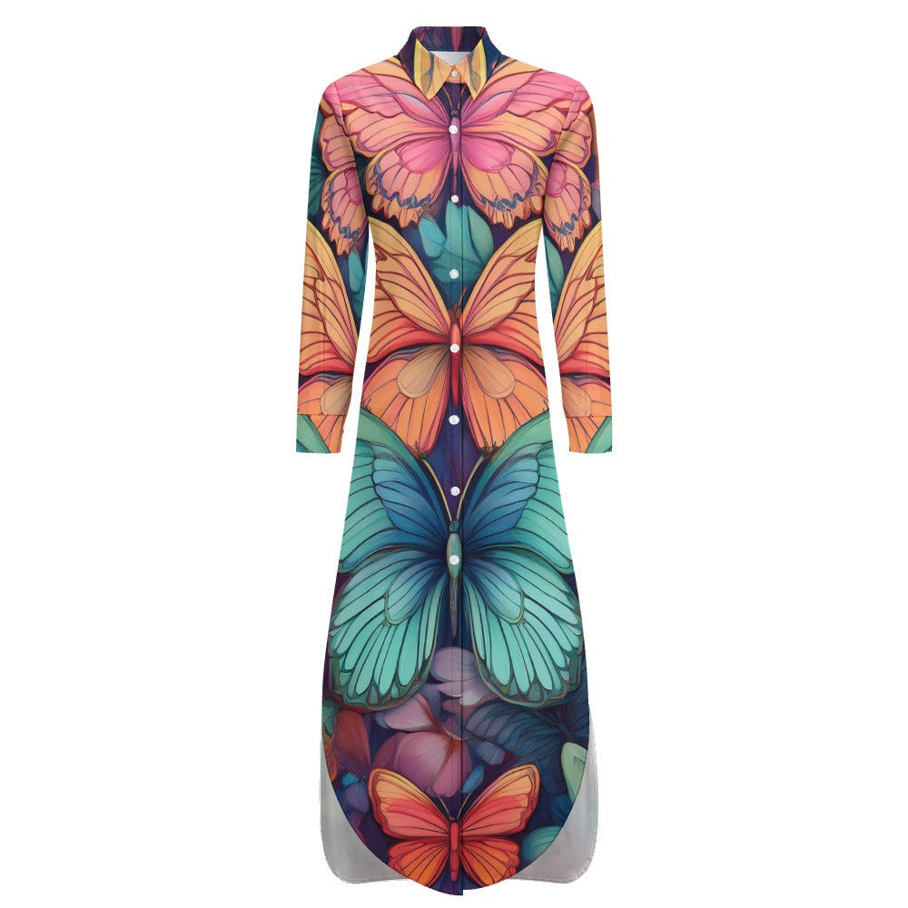 Long Sleeve Shirt Dress Inkedjoy