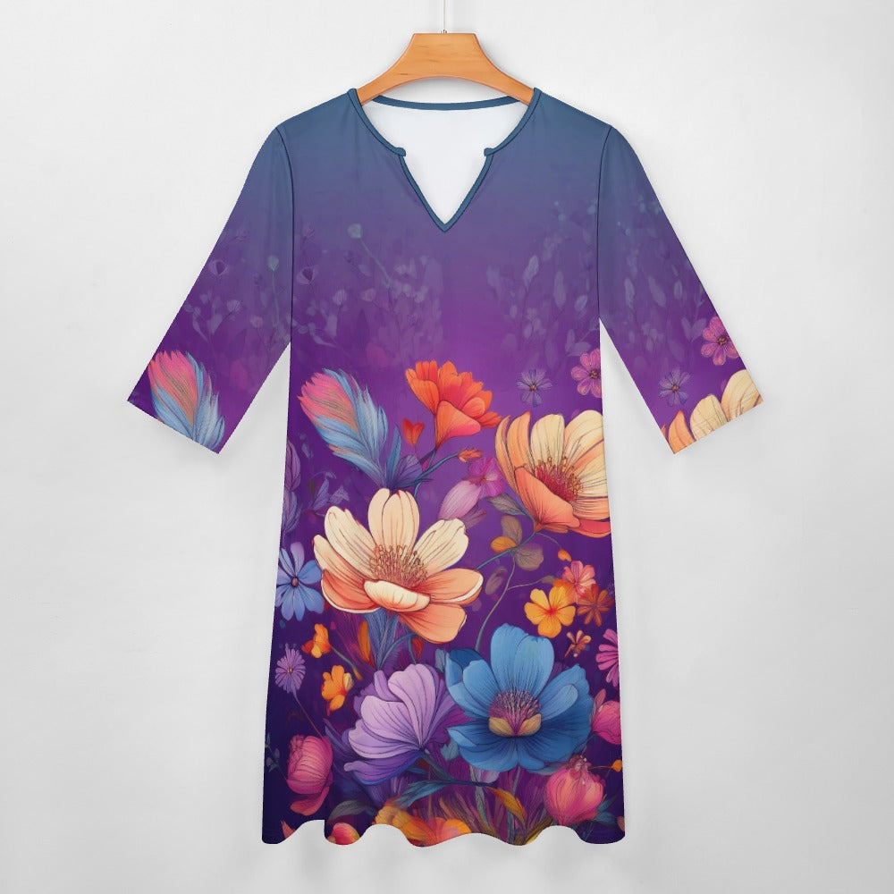 7-point sleeve dress Inkedjoy