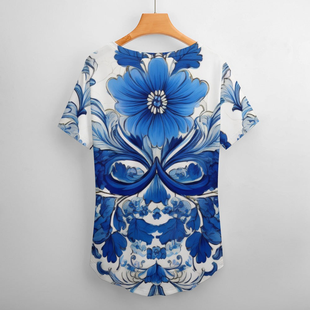 V Neck Short-sleeve Shirt Inkedjoy