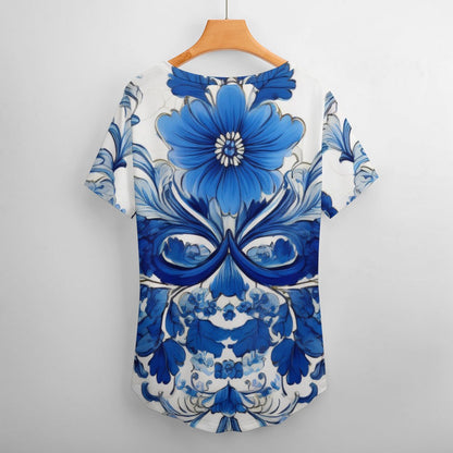 V Neck Short-sleeve Shirt Inkedjoy