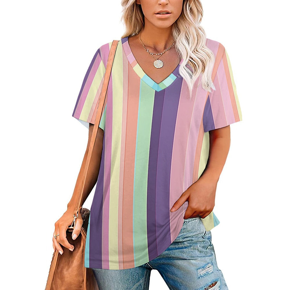 V Neck Short-sleeve Shirt Inkedjoy