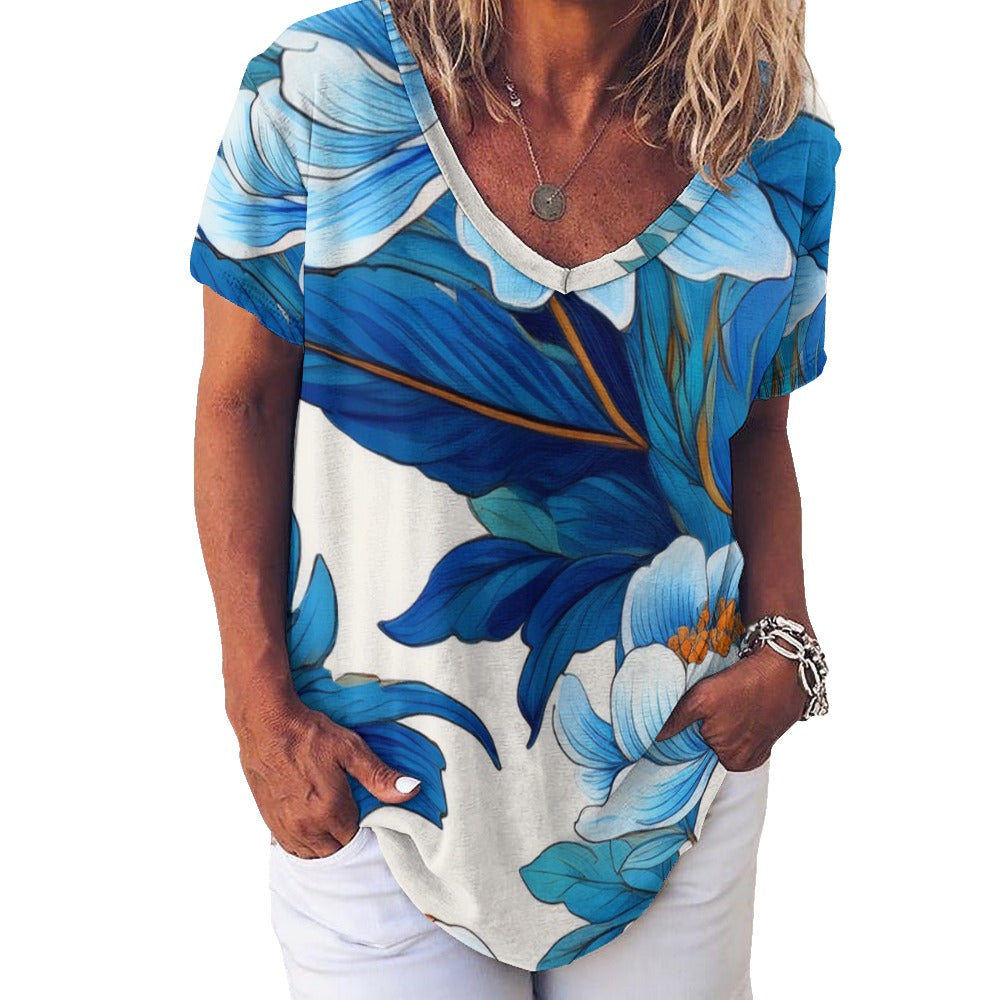 V Neck Short-sleeve Shirt Inkedjoy