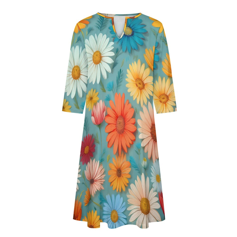 Daisy Print Dress Inkedjoy
