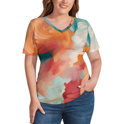V Neck Short-sleeve Shirt Inkedjoy