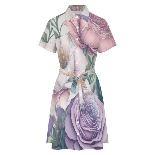 Short-sleeved collared dress Inkedjoy