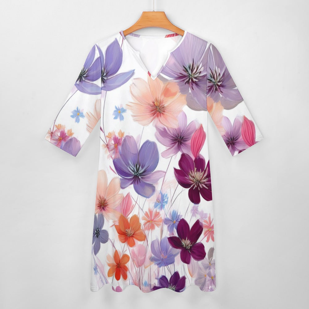 7-point sleeve dress Inkedjoy