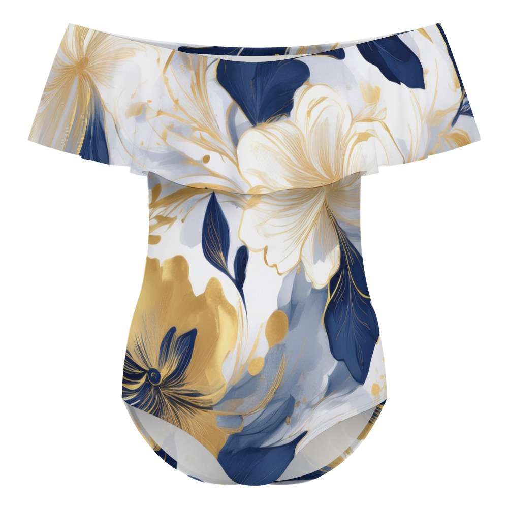 Off-Shoulder One-Piece Swimsuit Inkedjoy