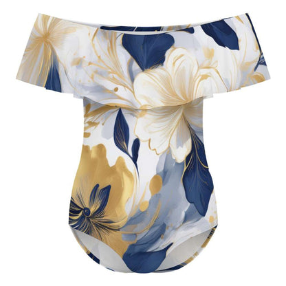 Off-Shoulder One-Piece Swimsuit Inkedjoy