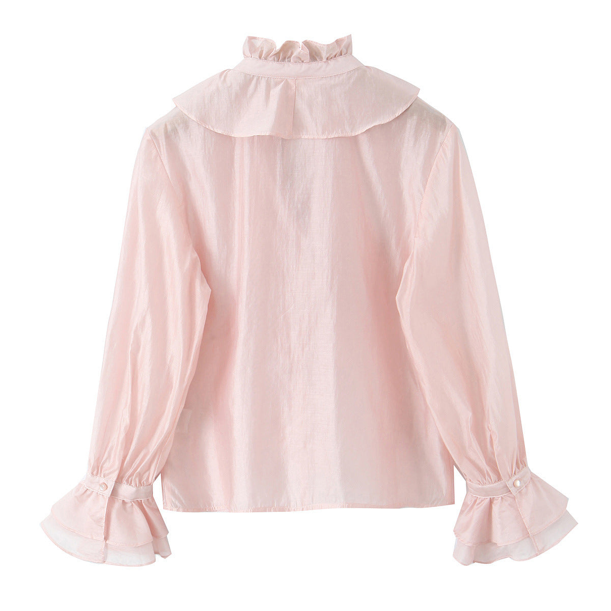 Light luxury palace style lotus leaf edge shirt