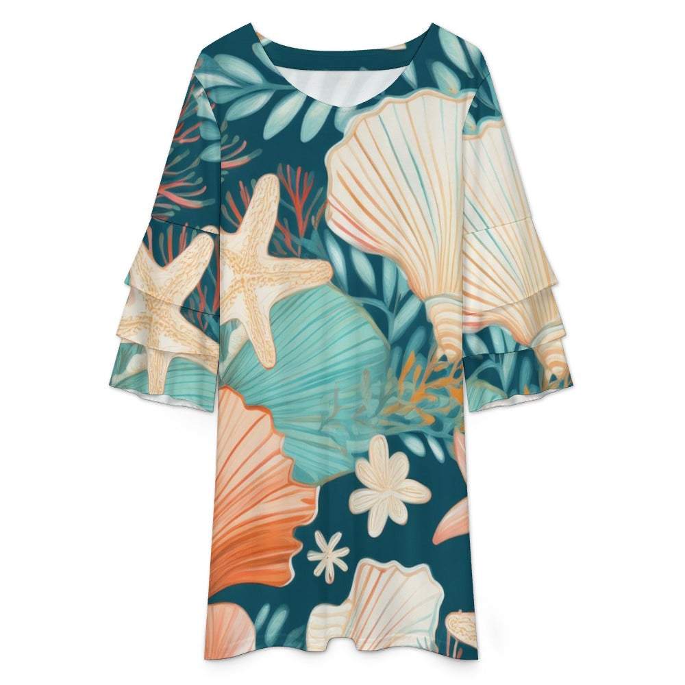 Lotus leaf sleeve dress Inkedjoy