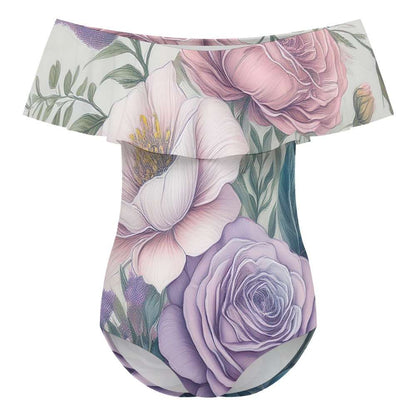 Off-Shoulder One-Piece Swimsuit Inkedjoy