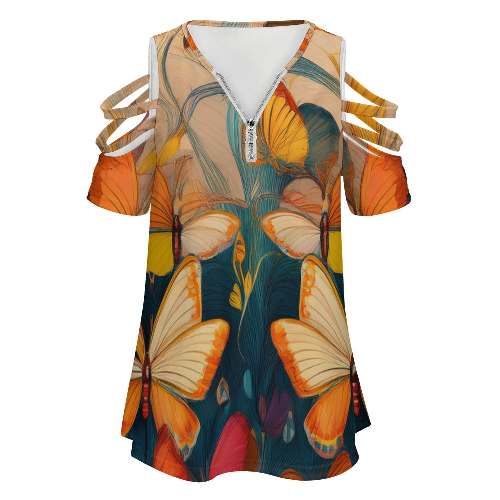 Zip Off Shoulder Top Inkedjoy