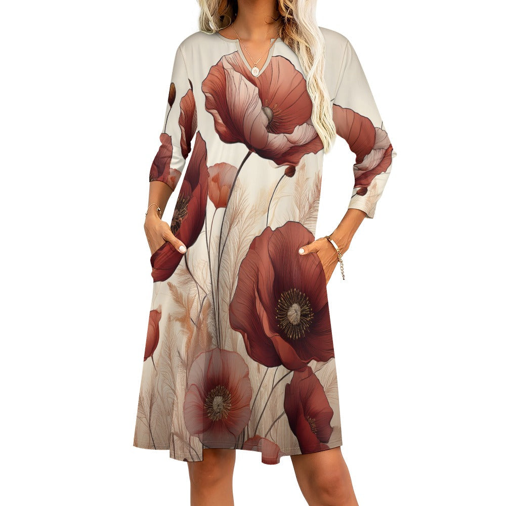 7-point sleeve dress Inkedjoy
