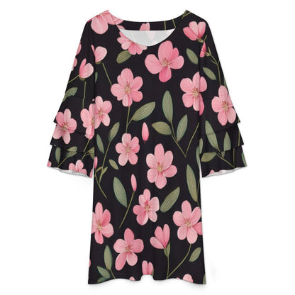 Lotus leaf sleeve dress Inkedjoy