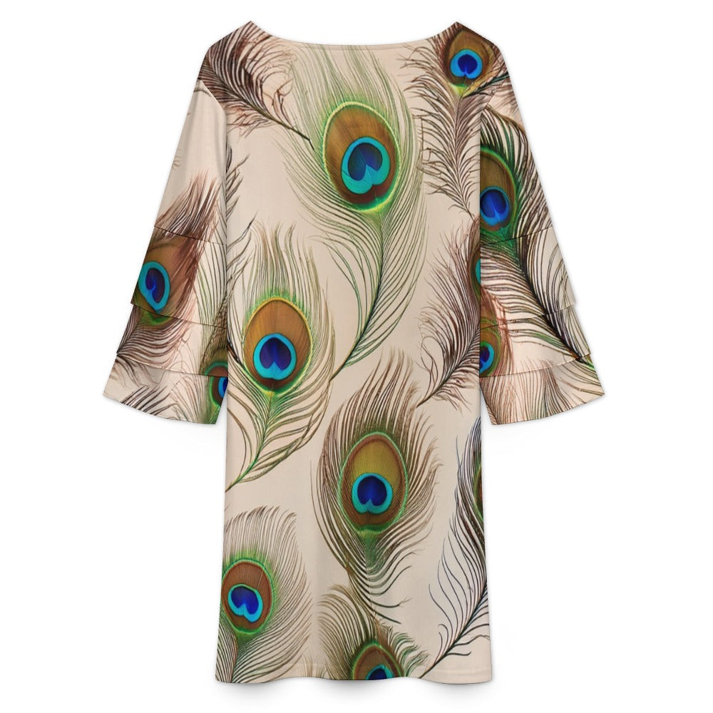 Lotus leaf sleeve dress Inkedjoy
