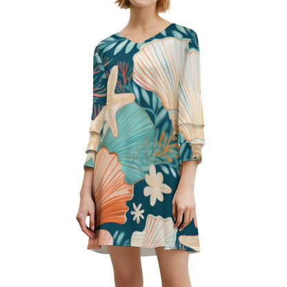 Lotus leaf sleeve dress Inkedjoy