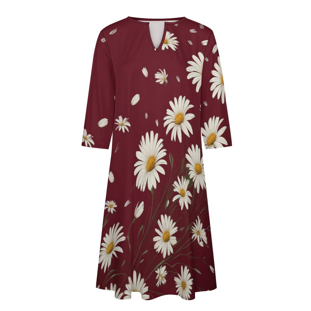 Daisy Print Dress Inkedjoy