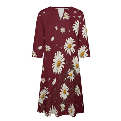 Daisy Print Dress Inkedjoy