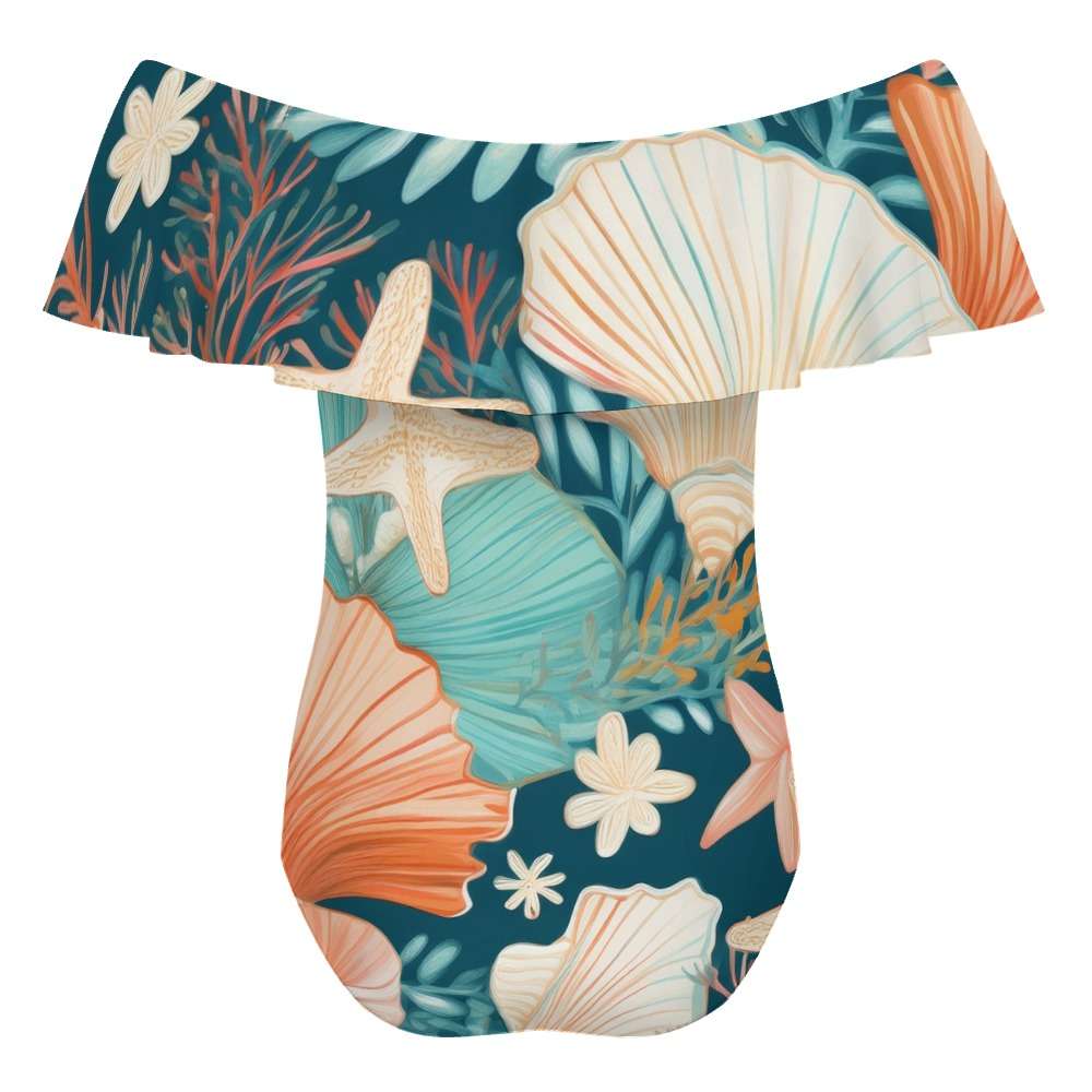 Off-Shoulder One-Piece Swimsuit Inkedjoy
