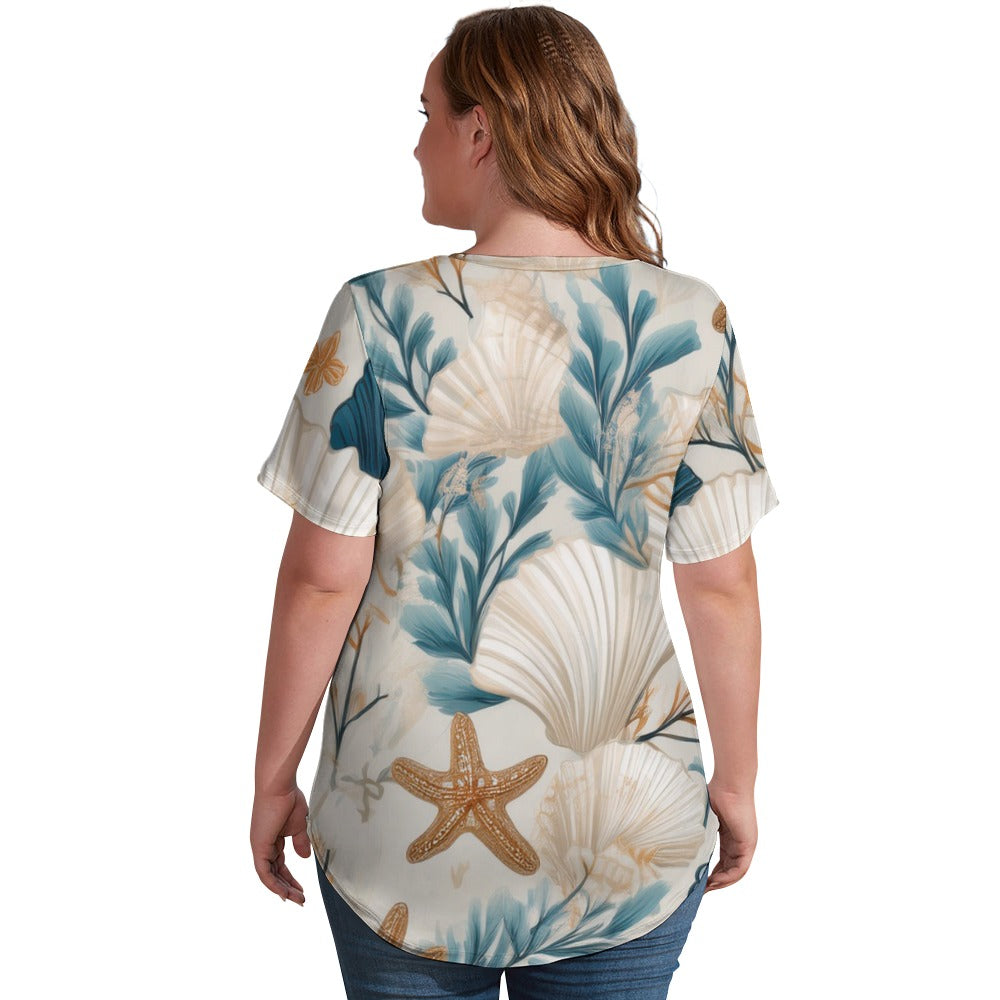 V Neck Short-sleeve Shirt Inkedjoy