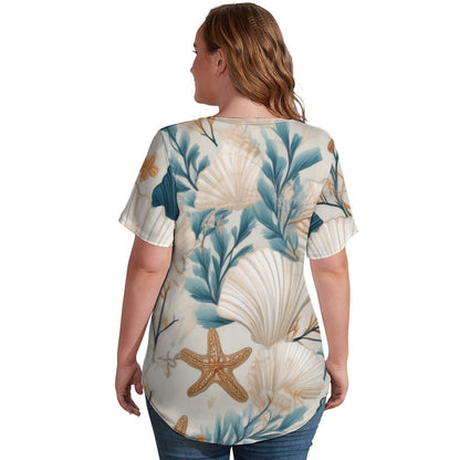V Neck Short-sleeve Shirt Inkedjoy