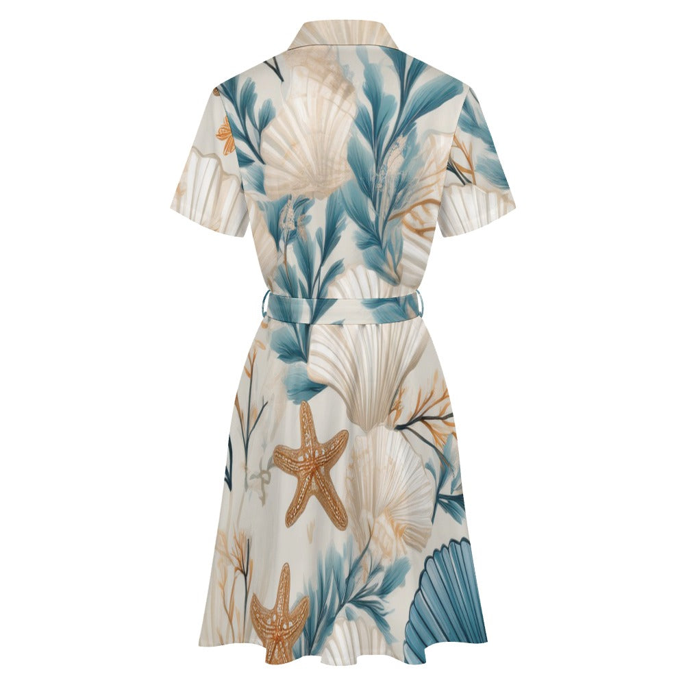 Short-sleeved collared dress Inkedjoy