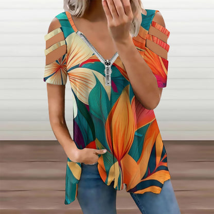 Zip Off Shoulder Top Inkedjoy