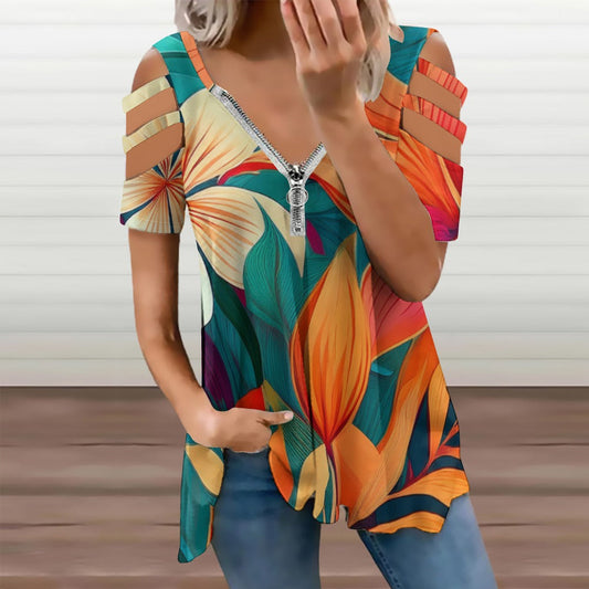 Zip Off Shoulder Top Inkedjoy