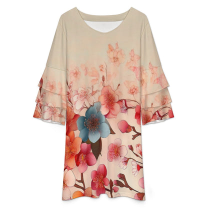 Lotus leaf sleeve dress Inkedjoy