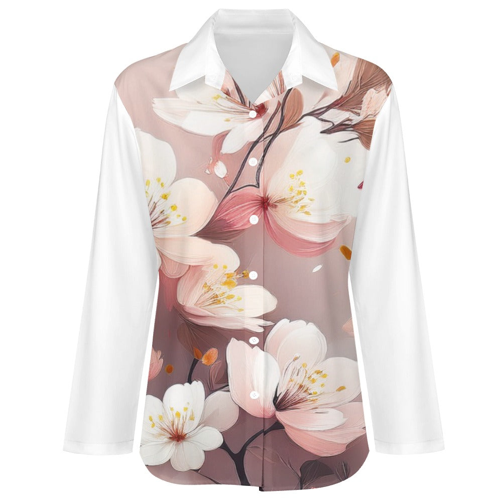 Flower Print Irregular Hem Shirt Inkedjoy