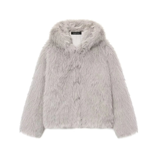 Artificial fur effect hooded jacket