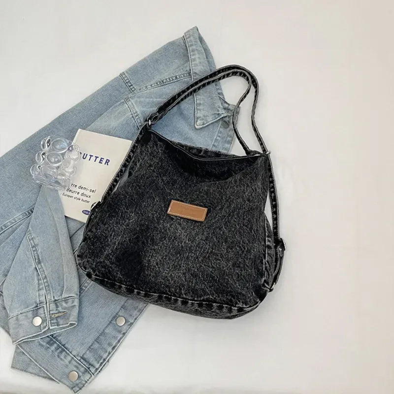 Adjustable Strap Denim Shoulder Bag - London Look