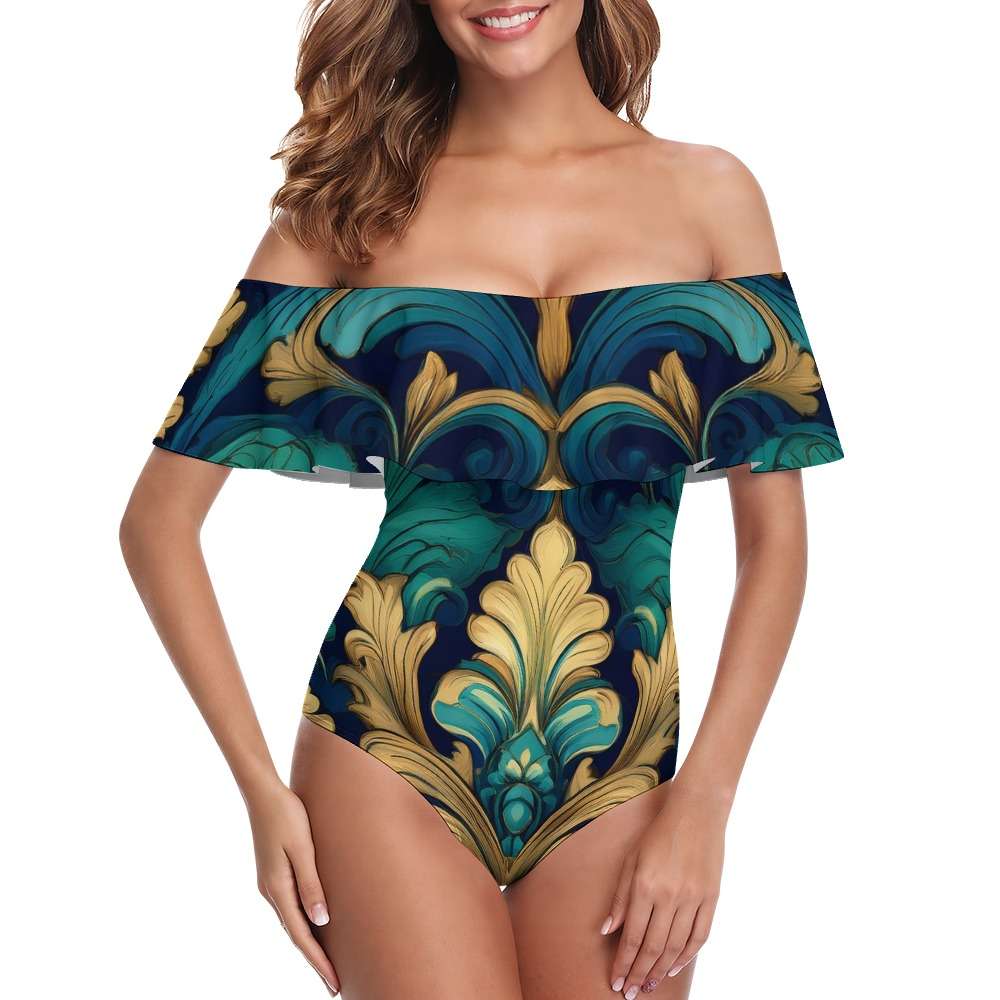 Off-Shoulder One-Piece Swimsuit Inkedjoy