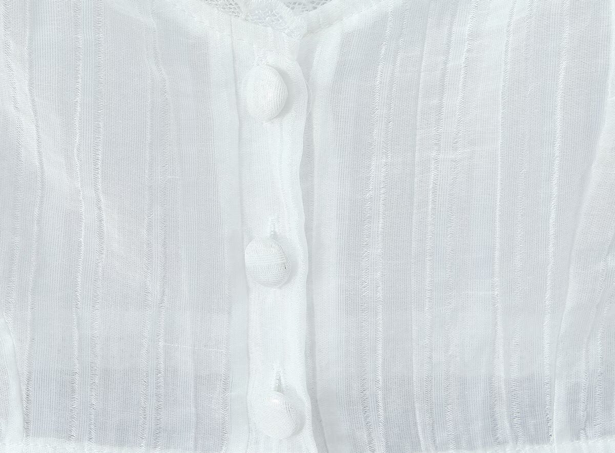 Single breasted lace trimmed crop top with exposed navel straps