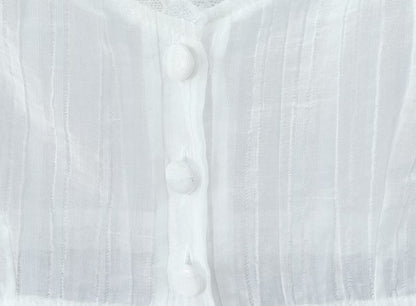 Single breasted lace trimmed crop top with exposed navel straps