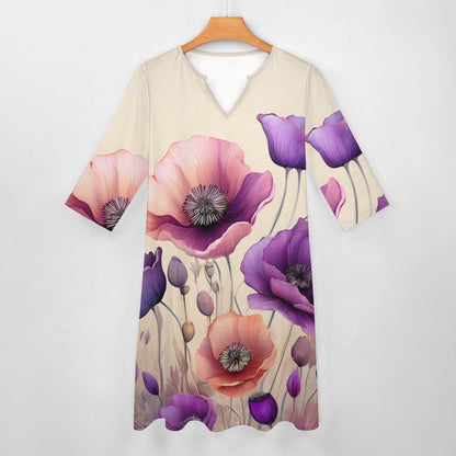 7-point sleeve dress Inkedjoy