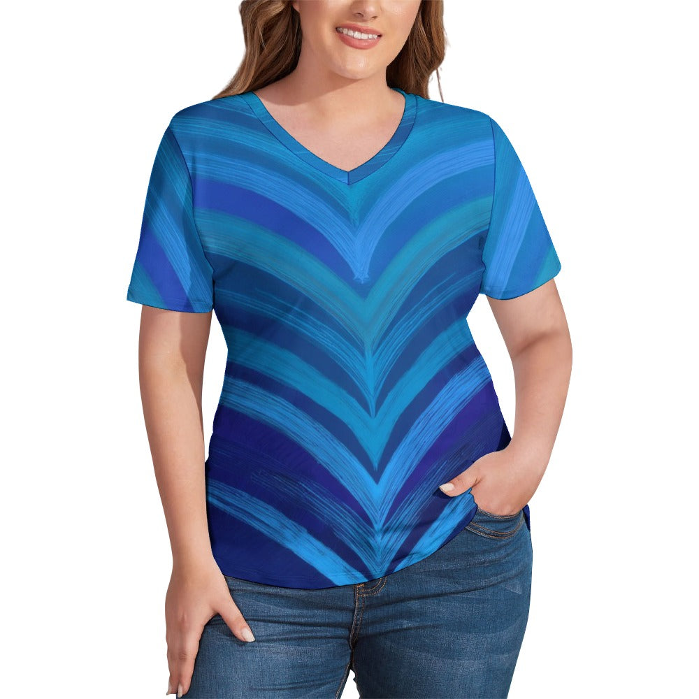 V Neck Short-sleeve Shirt Inkedjoy