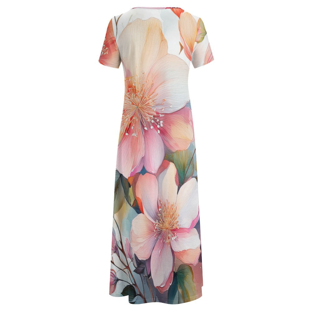 Blossom Short Sleeve Dress (No Pockets) Inkedjoy