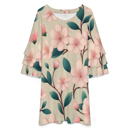 Lotus leaf sleeve dress Inkedjoy