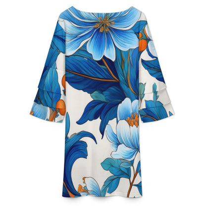 Lotus leaf sleeve dress Inkedjoy