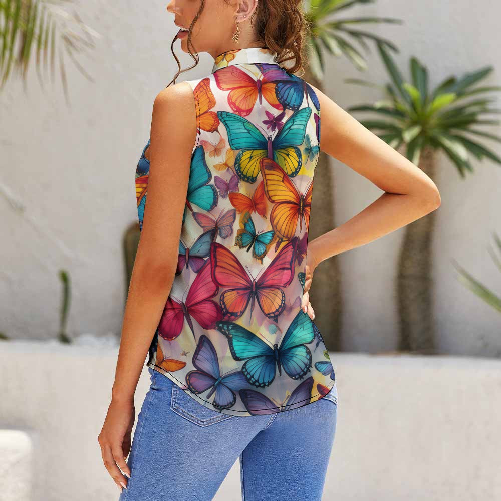 Butterflies Sleeveless Top Inkedjoy
