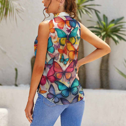 Butterflies Sleeveless Top Inkedjoy