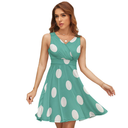 Sleeveless White Polka Dot Dress