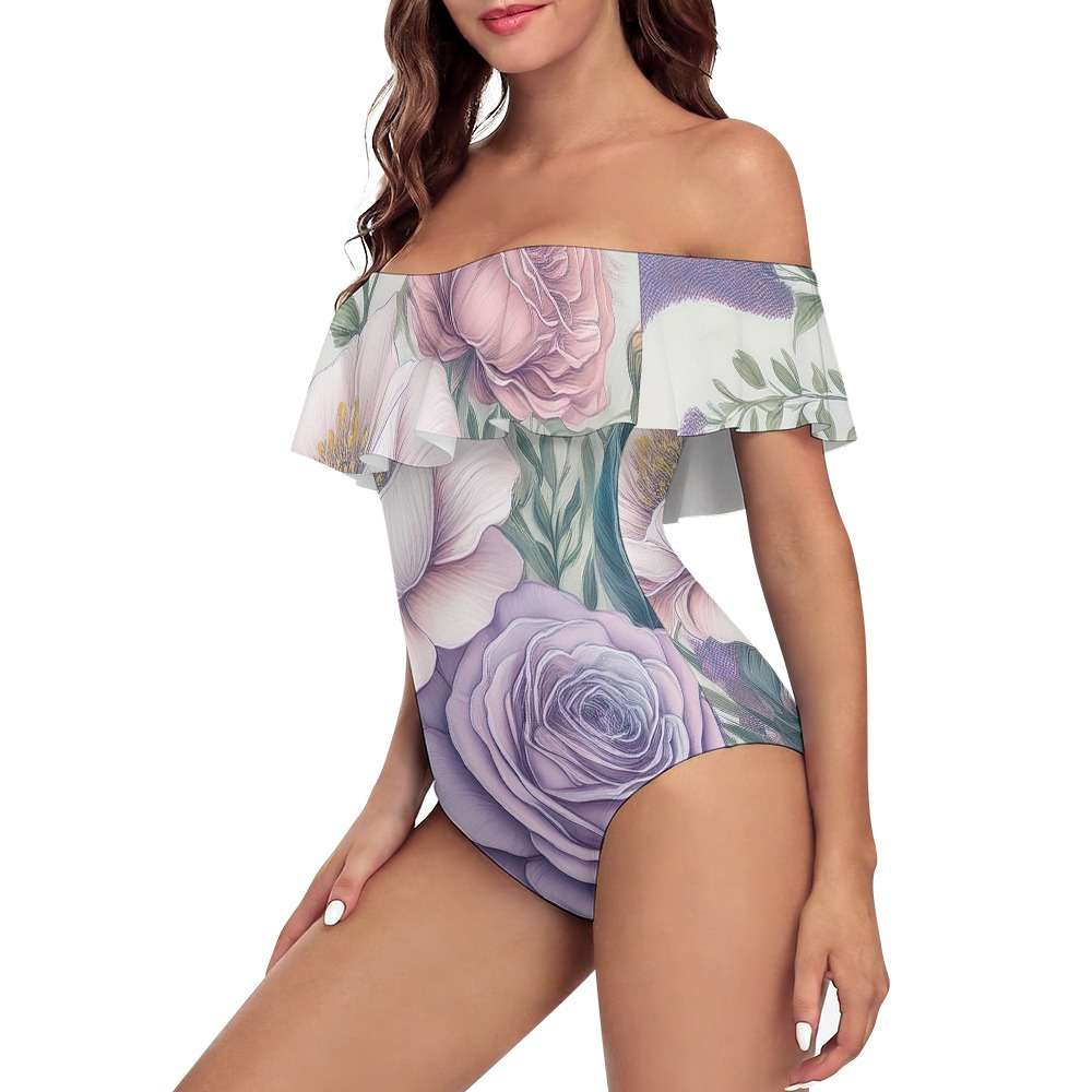 Off-Shoulder One-Piece Swimsuit Inkedjoy